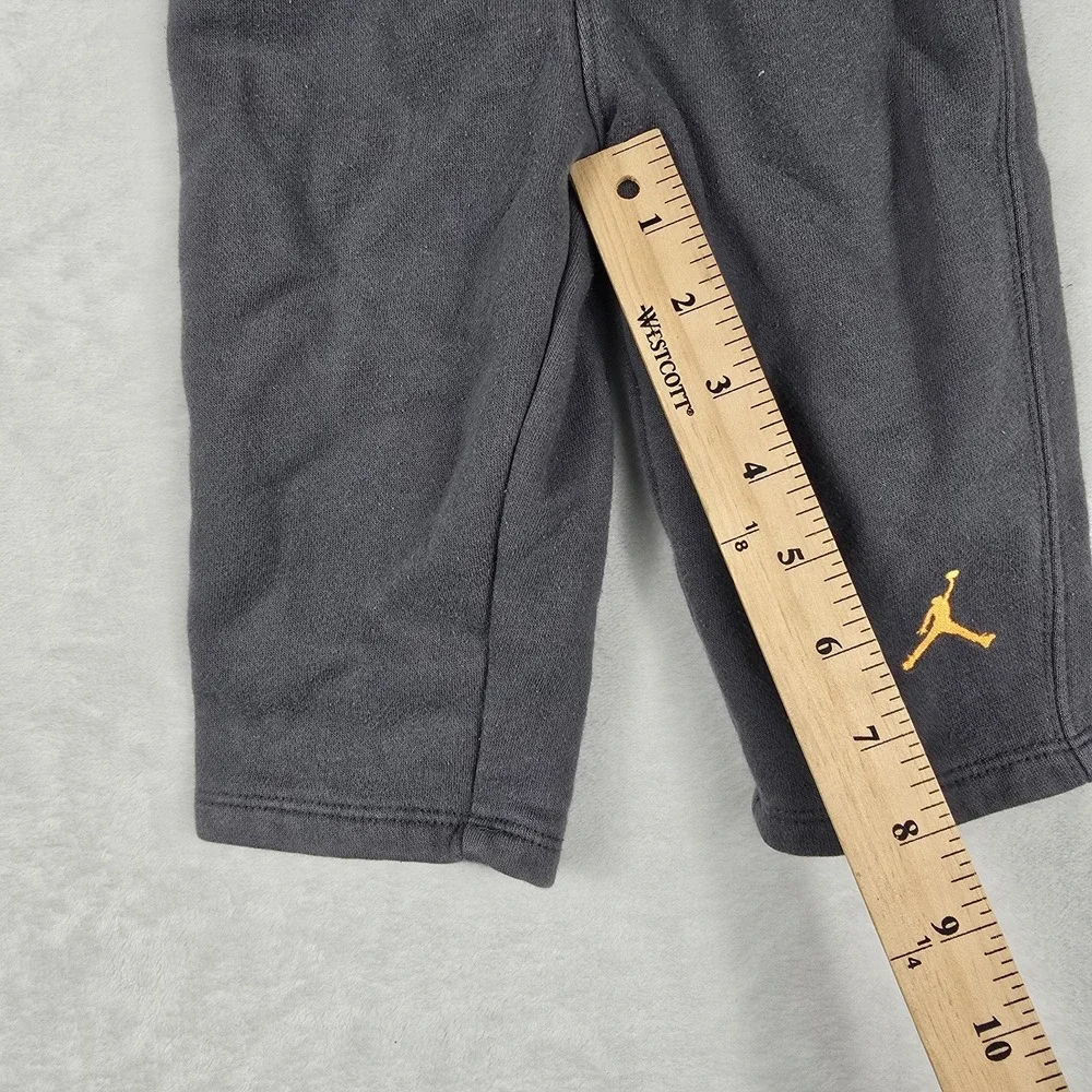 Jordan Boys Charcoal Gray Fleece Sweatpants Orange Jumpman Logo 12M Basketball